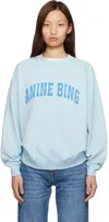 Anine Bing Women Light Blue Crewneck Embroidery Logo Sweatshirt, Xs Luxury Sweatshirts & Hoodies For Women Darv
