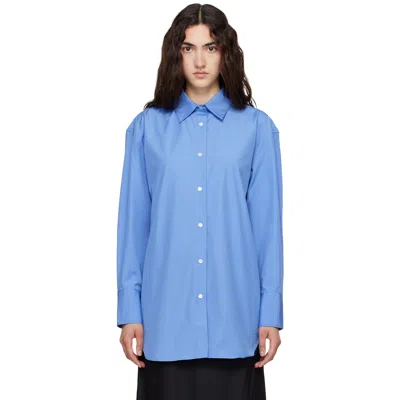 Anine Bing Plaza Cotton-poplin Shirt In Blue