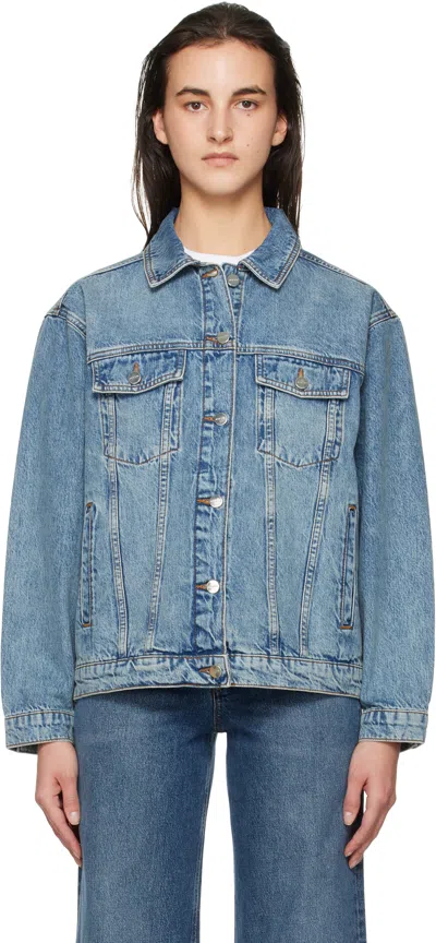 Anine Bing Blue Rory Denim Jacket In Washed Blue