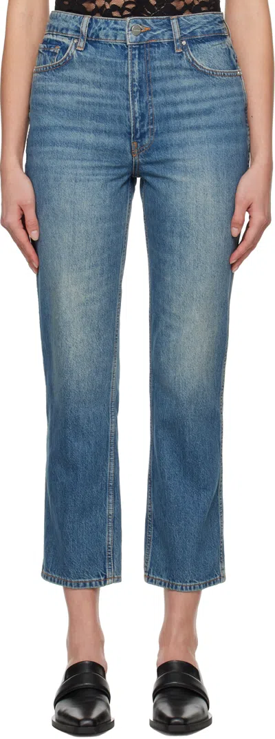 Anine Bing Blue Vin Jeans In Washed Blue