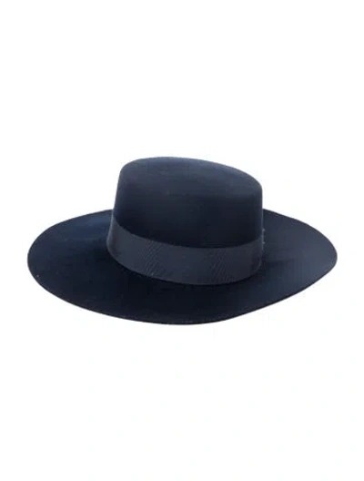 Pre-owned Anine Bing Bolero Felt Hat In Blue