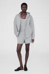Anine Bing Bond Zip Up Hoodie Framed Monogram In Heather Grey In Grey