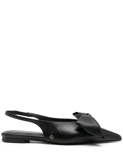 Anine Bing 10mm Nina Leather Slingback Flats In Black