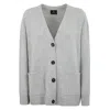 Anine Bing Boxy Grey Cashmere Cardigan With Button Closure In White