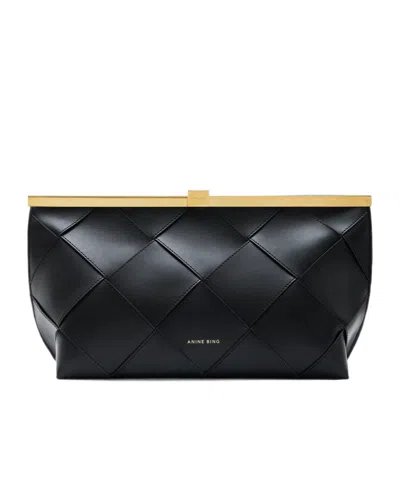 Anine Bing Braided Leather Clutch Bag In Black