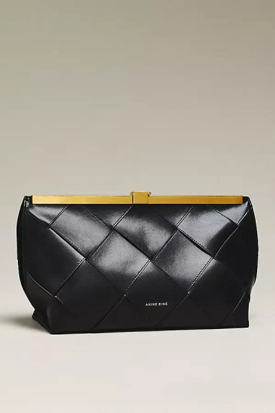Anine Bing Braided Leather Clutch In Black