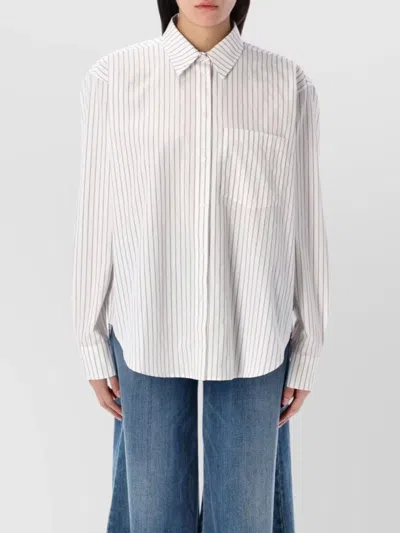 ANINE BING BRAXTON STRIPED MONOGRAM SHIRT