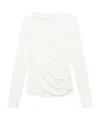 Anine Bing Bray Draped Long-sleeve Top In White