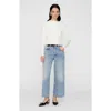 Anine Bing Draped Long Sleeve Stretch Fabric Top In Blue