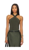 Anine Bing Brea Viscose Blend Knit Top In Dark Olive