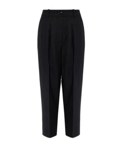 Anine Bing Brice Pleated Cropped Trousers In Black
