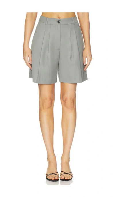 Anine Bing Brice Pleated Wool-blend Shorts In Gray
