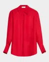 Anine Bing Bridget Silk Viscose Georgette Shirt In Red