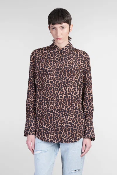 Anine Bing Bridget Shirt In Animalier Viscose In Multi