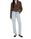 Anine Bing Bridget Shirt In Black And Brown Leopard