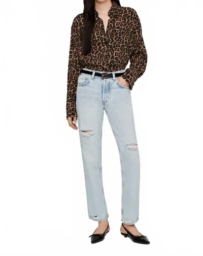 Anine Bing Bridget Shirt In Black And Brown Leopard