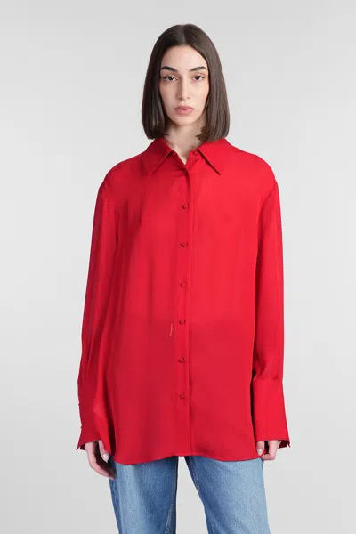 Anine Bing Bridget Silk Viscose Georgette Shirt In Red