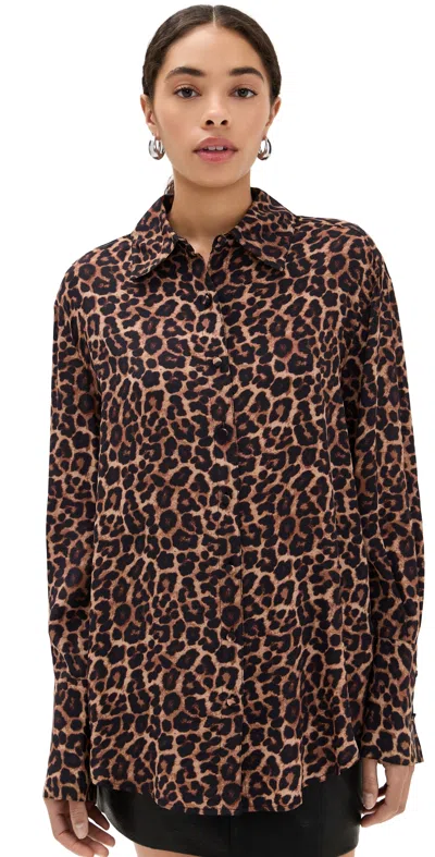 Anine Bing Bridget Shirt Leopard In Brown