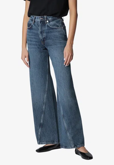 Anine Bing Brie Curved-seam Jeans In Blue