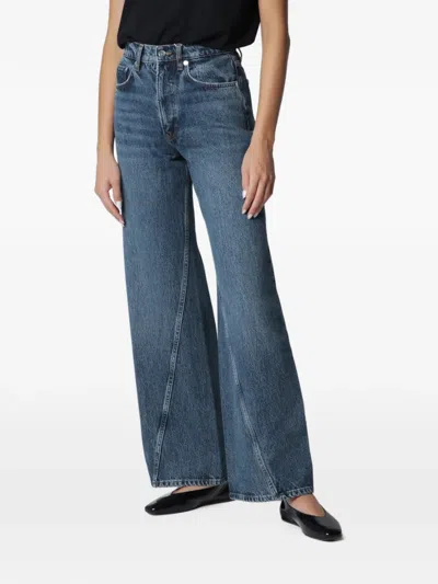 Anine Bing Washed Blue Jeans With Curved Front Seams