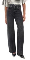 Anine Bing Brie Paneled High-rise Wide-leg Jeans In Black