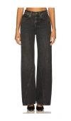 Anine Bing Brie Paneled High-rise Wide-leg Jeans In Black