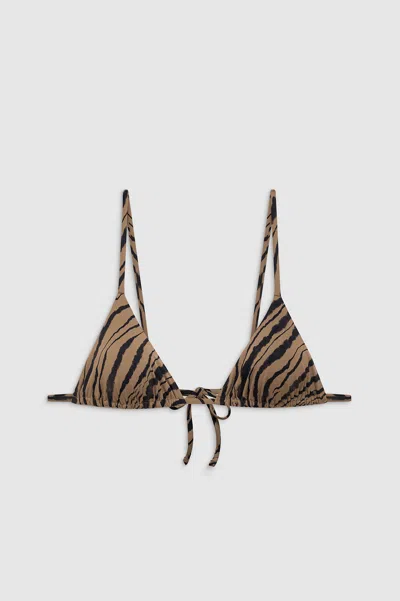 Anine Bing Brielle Bikini Top In Tiger Shell Print In Brown