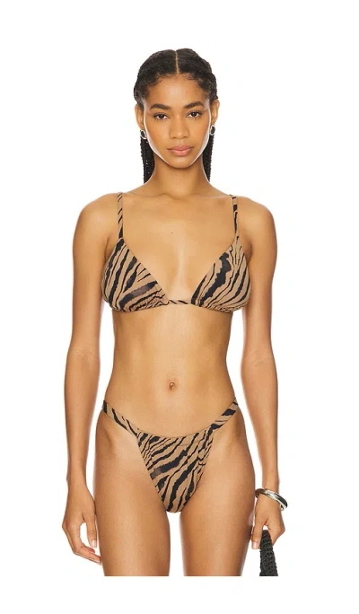 Anine Bing Brielle Bikini Top In Tiger Shell