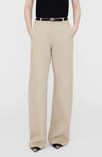 Anine Bing Briley High Waist Wide Leg Pants In Oatmeal