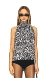Anine Bing Brooke Top In Black And White Heart In Black,white