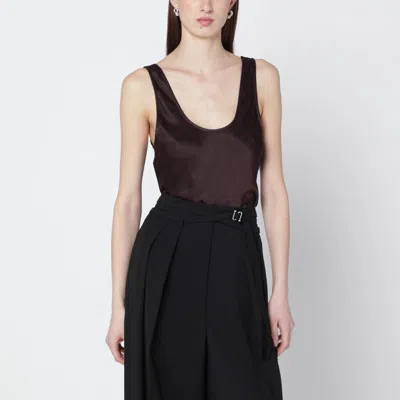 Anine Bing Brown Lea Silk Top