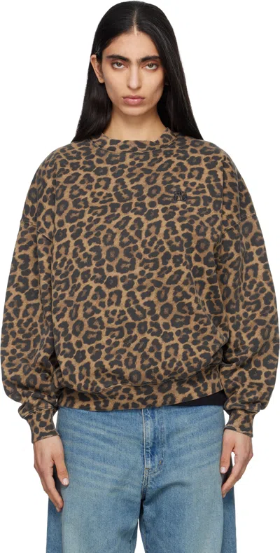 Anine Bing Miles Sweatshirt In Black And Brown Leopard