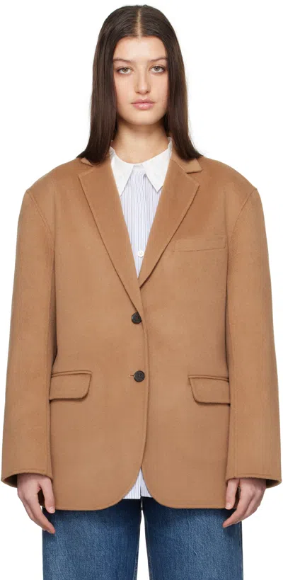 Anine Bing Oversized Wool-cashmere Blend Blazer In Brown