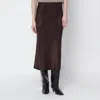 Anine Bing Brown Silk Bar Midi Skirt In Brown