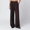 Anine Bing High-waisted Wide-leg Trousers With Front Pleats In Brown