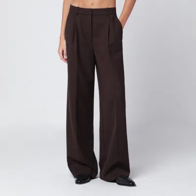 Anine Bing Brown Wide-leg Wool Blend Trousers