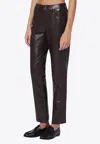 Anine Bing Brown Regenerated Leather Trousers In Black