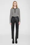 Anine Bing Alessia Long Sleeve Tee In Cream And Black Stripe In Black