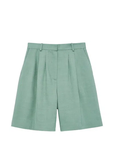 Anine Bing Bryson Pleated Shorts In Green