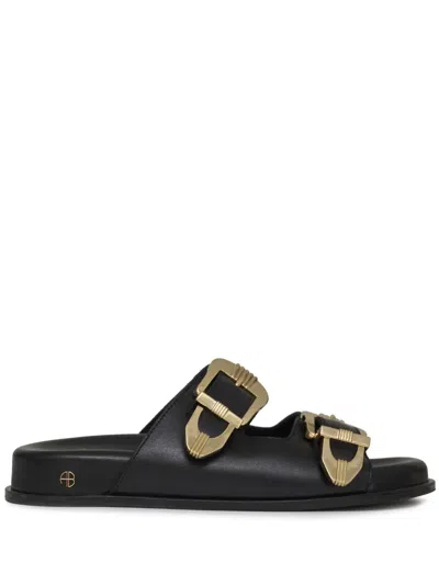 Anine Bing 10mm Wayvon Leather Sandals In Black