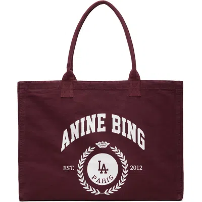 Anine Bing Burgundy Leo Canvas Collegiate Tote