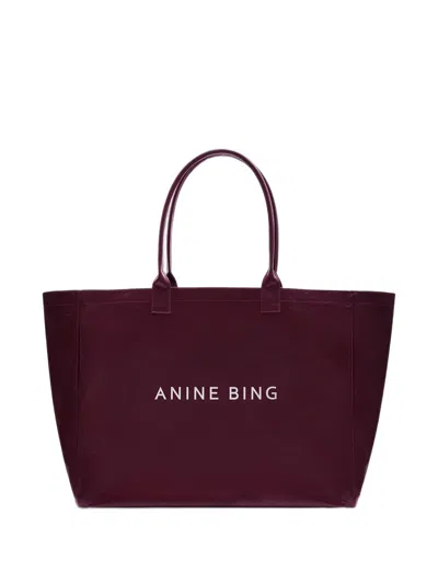 Anine Bing Burgundy Polyurethane Coated Canvas Tote