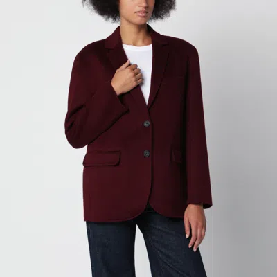 Anine Bing Burgundy Quinn Blazer In Wool And Cashmere Blend