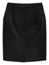 Anine Bing Button-front Leather Skirt In Black