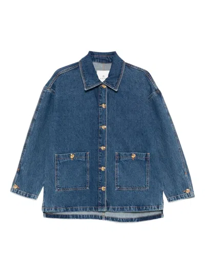 Anine Bing Buttoned Denim Jacket In Blue