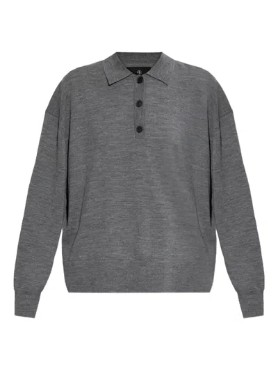 Anine Bing Buttoned Polo Top In Gray