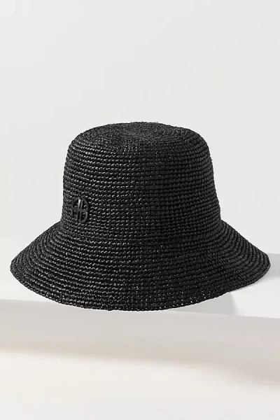 Anine Bing Cabana Raffia Bucket Hat In Black