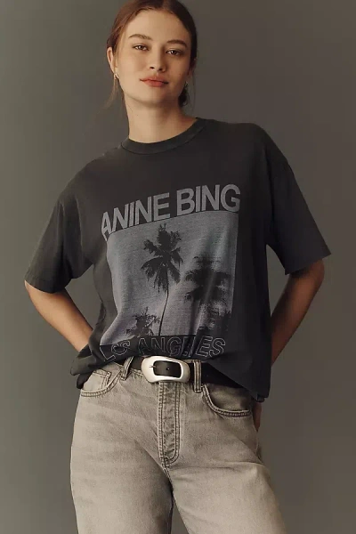 Anine Bing Cade 100% Cotton Palm Trees Graphic Tee In Black