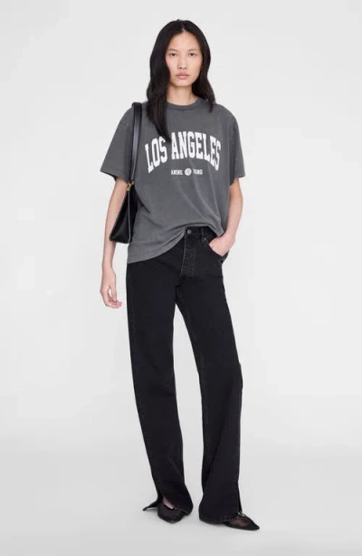 Anine Bing Cade Los Angeles University Tee In Washed Grey