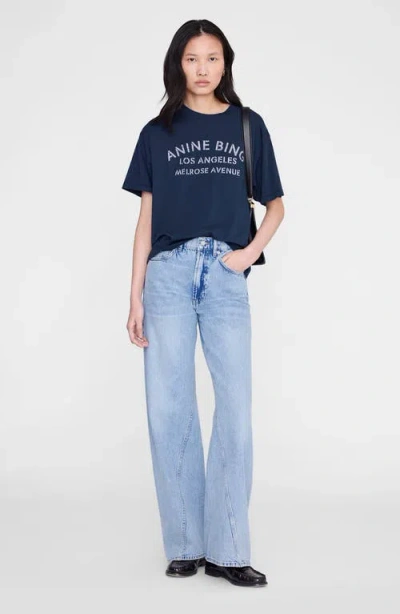 Anine Bing Cade Melrose Stencil Tee In Navy
